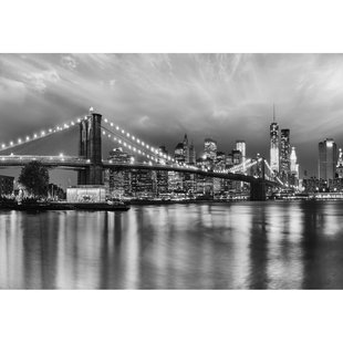 Fotobehang Brooklyn Black And White - Grijs - 2,54m X 368cm