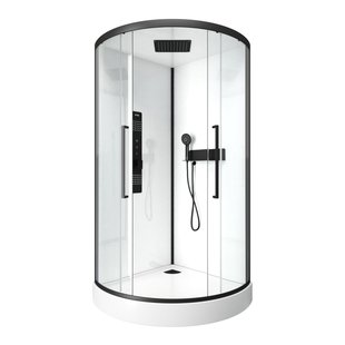 Aurlane Douchecabine Indus2 - Kwartrond - 90x90x215cm - Zwart/wit