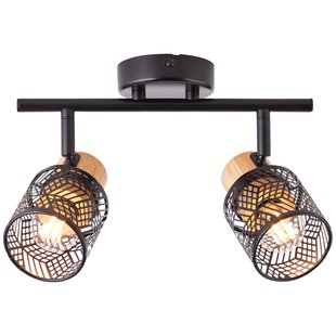 Brilliant Plafondspot Santy Zwart Bamboe 2xe14