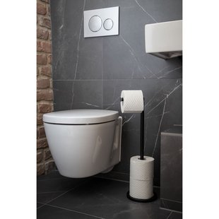 Wenko Staande Toiletrolhouder - Staal - Vrijstaand - Met Reserverolhouder - Zwart Mat