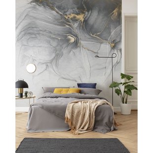 Fotobehang Ink Gold Fluid - Geel - 2,80m X 300cm