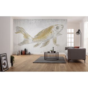 Fotobehang Golden Koi - Geel - 2,80m X 400cm