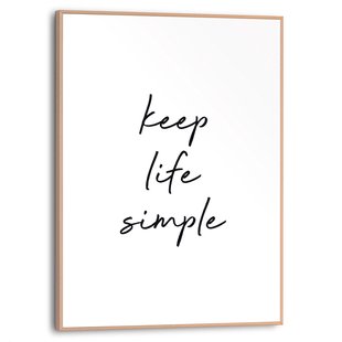 Schilderij Keep Life Simple Zwart-wit 30x40cm