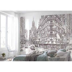 Fotobehang Downtown - Wit - 2,50m X 350cm