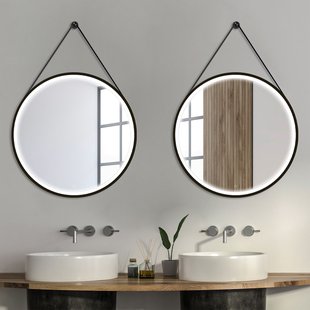 Klassieke Badkamerspiegel Barber - Rond - Zwart - Ø75 Cm