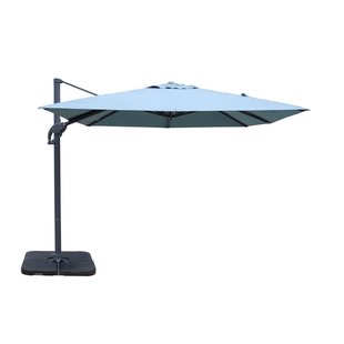 Easywind Zweefparasol - 300x300cm - Blauw - 360° Draaibaar Kantelbaar 208g/m² Met Opwindmechanisme Aluminium Mast