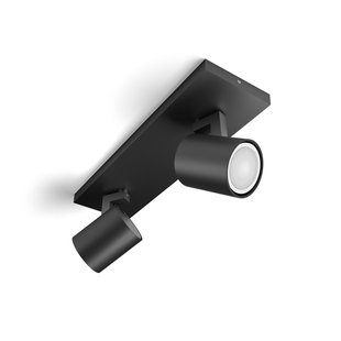 Philips Hue Opbouwspot Runner Zwart 2x5w Met Hue Dimmer Switch