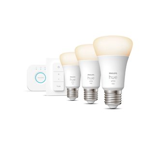 Philips Hue Starterkit - Warmwit Licht - 3 Lampen - E27 - 1100lm - 1 Dimmer Switch