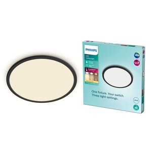 Philips Plafondlamp Superslim Zwart Ø30cm 18w