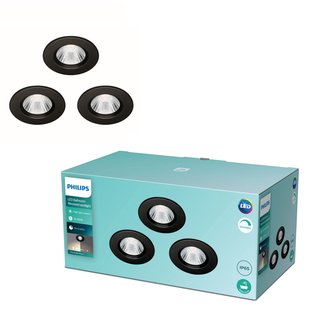 Philips Inbouwspot Dive Zwart 5,5w 3 Stuks