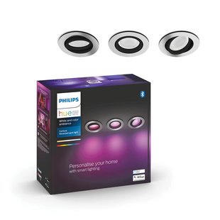 Philips Hue Inbouwspot Centura Aluminium Wit En Gekleurd Gu10 5,7w 3 Stuks