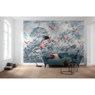 Fotobehang Flamingos In The Sky - Meerkleurig - 2,80m X 400cm