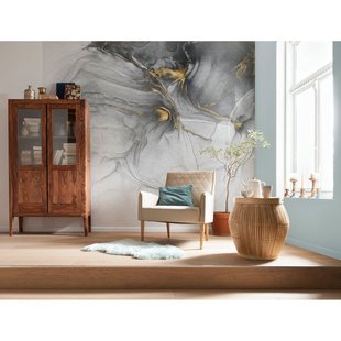 Fotobehang Ink Gold Flow - Meerkleurig - 2,80m X 300cm