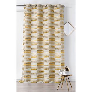 Etretat Lichtdoorlatend Kant En Klaar Gordijn Geel 135 X 260 Cm