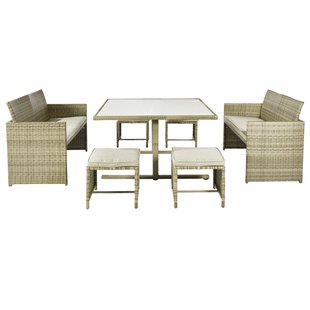 Central Park Loungeset Capri - Staal En Wicker - Natuurlijk - 5 Personen - Glazen Blad