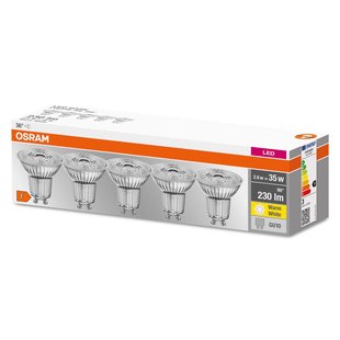 Osram Ledspot Led Basis - Warm Wit - Gu10 - 2,6w - 5 Stuks