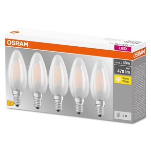 Osram Ledlamp Kaars Classic B - D3,5cm - Warm Wit - E14 - 4w - 5 Stuks