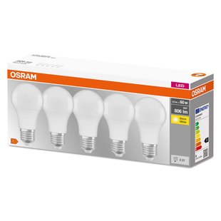 Osram Ledlamp Peertje Base - D6cm - Warm Wit - E27 - 8,5w - 5 Stuks