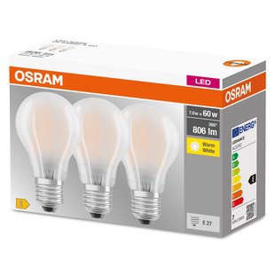 Osram Ledlamp Peertje Led Base - D6cm - Warm Wit - E27 - 7w - 3 Stuks