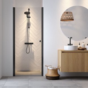 Sealskin - Douchedeur Hooked 90 X 200cm - Zwart Profiel - 6 Mm Helder Glas