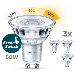 Philips Ledspot Sceneswitch - Warm Wit - Gu10 - 5w - 3 Stuks