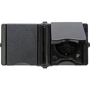 Kopp Stopcontact Proaqa Geaard 2-voudig Horizontaal Zwart