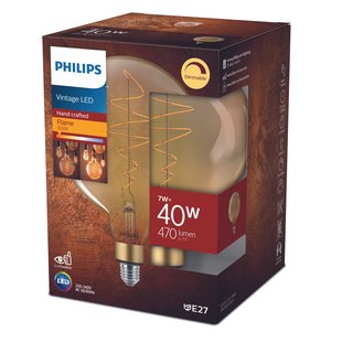 Philips Ledfilamentlamp Globe Classic - Amber - D20,2cm - Dimbaar - Warm Wit - E27 - 7w
