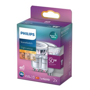 Philips Ledspot Sceneswitch - Warm Wit - Gu10 - 5w - 2 Stuks