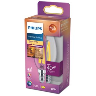 Philips Ledfilamentlamp Kaars Warmglow - D3,5cm - Dimbaar - Warm Wit - E14 - 3,4w