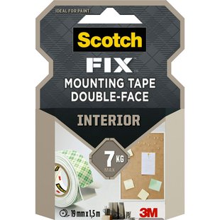 3m Montageband Scotch-fix Interior - Binnen - 1,5m X 19mm