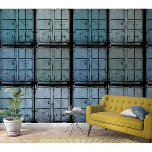 Fotobehang Smart Art Zeecontainers - Blauw - Groen - 2,70m X 159cm