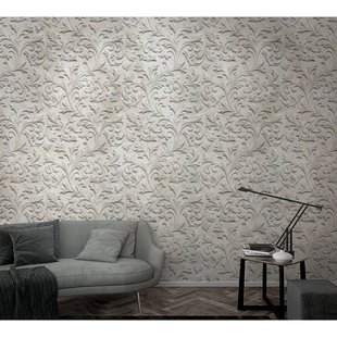 Fotobehang Ornamenten In Beton - Lichtgrijs - 2,70m X 159cm