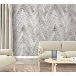 Fotobehang Visgraat Planken - Grijs - 2,70m X 159cm