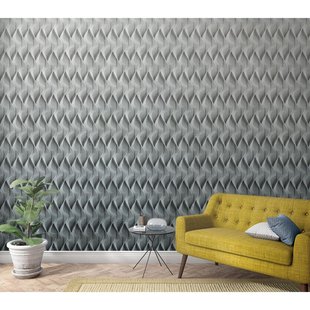 Fotobehang Golvend 3d Patroon - Grijs - Off-white - 2,70 M X 159 Cm