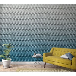 Fotobehang Golvend 3d Patroon - Blauw - Grijs - 2,70m X 159cm