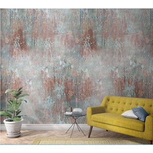 Fotobehang Verweerde Metalen Platen - Groen - Bruin - Oranje - 2,70m X 159cm