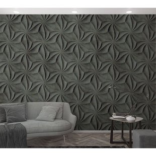 Fotobehang Grafisch Patroon In Cement - Groen - Grijs - 2,70m X 159cm
