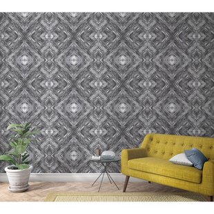 Fotobehang Hout In Decoratief Ruitpatroon - Grijs - Zwart - Off-white - 2,70 M X 159 Cm