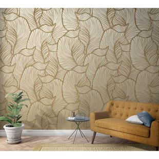 Fotobehang Bladeren - Beige - Goud - 2,70m X 159cm