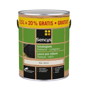 Sencys Fence Stain Lak Dekkend Zijdeglans Ral9010 3l