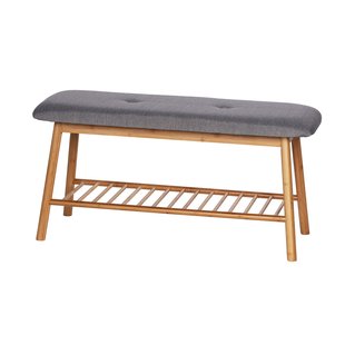 Wenko Schoenenbank Bahari Met Zitkussen Bamboe/grijs 90x45x34cm