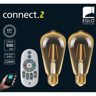 Eglo Gloeilamp Zigbee E27 St64 Amberkleurig 2200k 2st