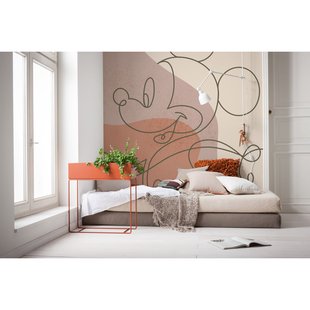 Fotobehang Mickey Line Drawing - Bruin - 2,80m X 184cm