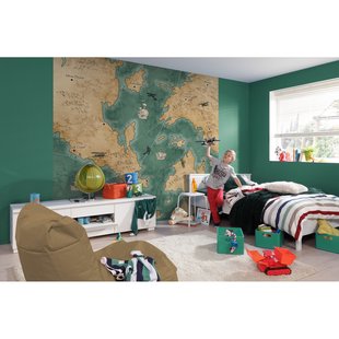 Fotobehang Old Travel Map - Meerkleurig - 2,80m X 300cm