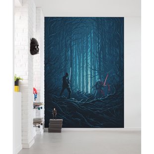 Fotobehang Star Wars Wood Fight - Blauw - 2,80m X 200cm