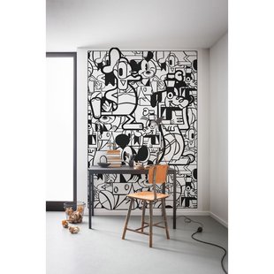 Fotobehang Mickey Constructive - Zwart - 2,80m X 200cm