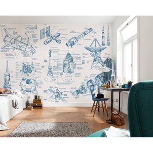 Fotobehang Spacecraft Architecture - Blauw - 2,80m X 400cm