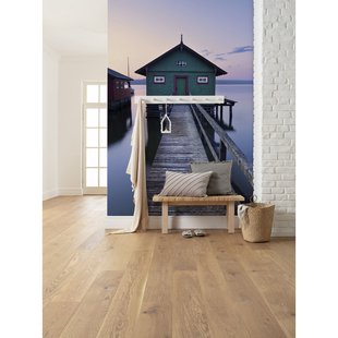 Fotobehang Das Grüne Bootshaus - Blauw - 2,80m X 200cm