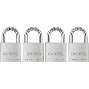 Abus Hangslotset Met Sleutel Titalium Tkti23/30 - Aluminium Voor Kluisje - Behuizing 30mm - Set Van 4 Stuks