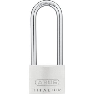 Abus Hangslot Met Sleutel Titalium Tkti25/50hb80 - Aluminium Voor Poort, Lange Beugel - Behuizing 50 Mm, Beugel 80 Mm
